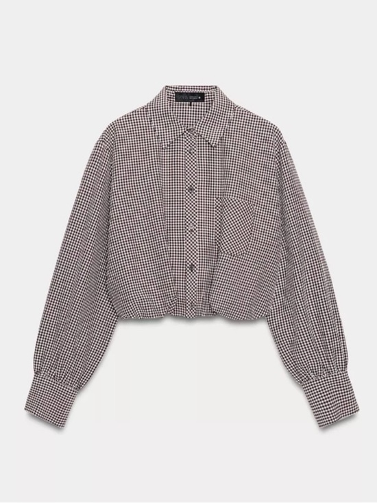 Zara Tops - Zara brown and White Gingham Button-Down Shirt